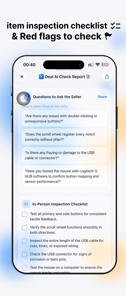 Deal AI seller questions and in-person inspection checklist